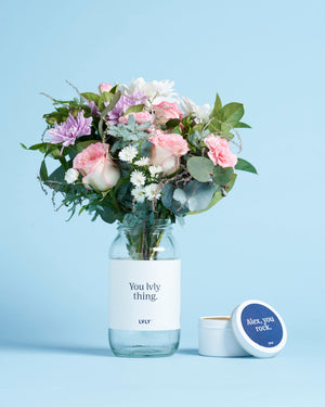 Personalised Candle + Flowers